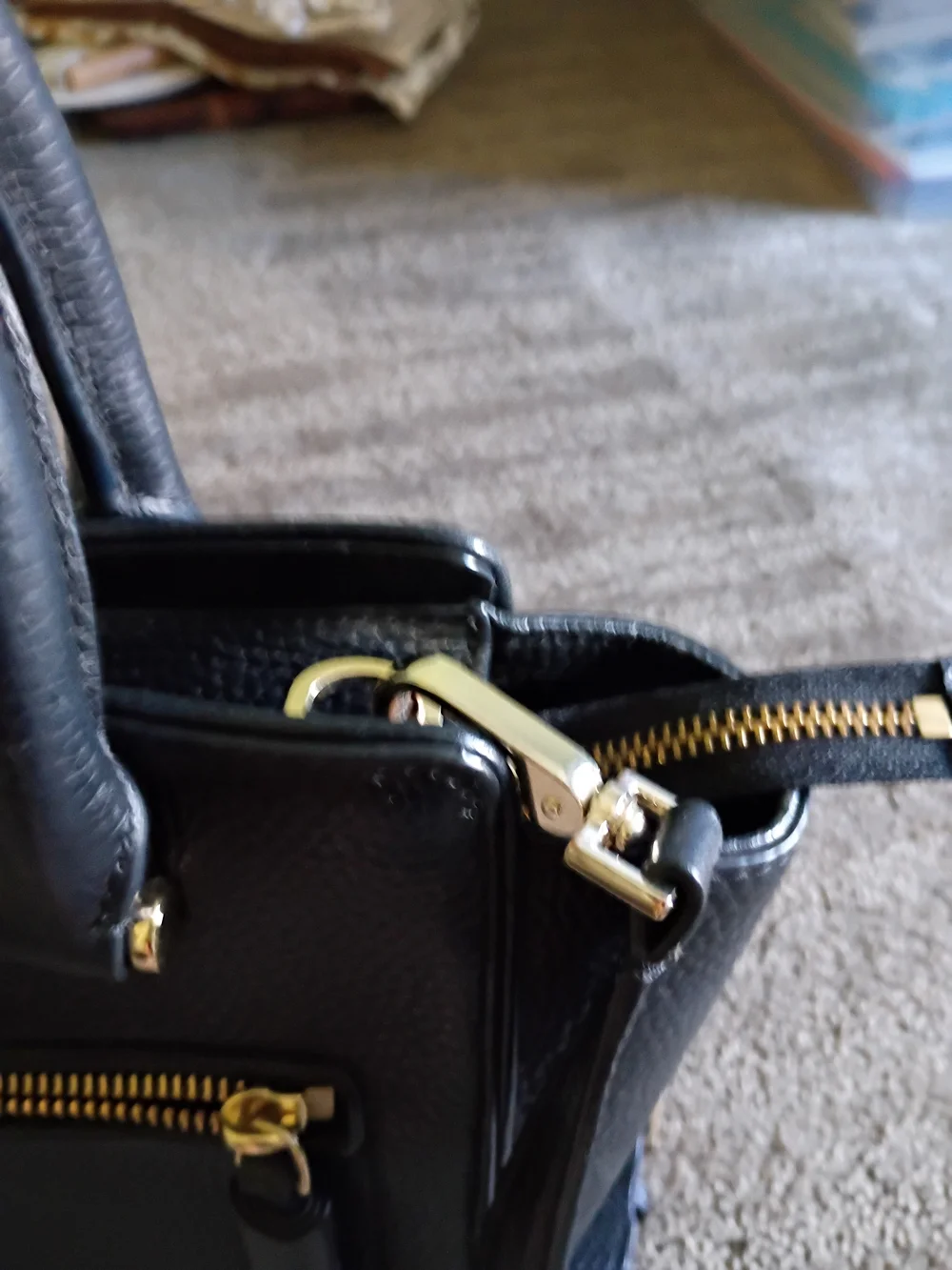 Kate Spade Black Pebbled Leather Satchel with Tassel
